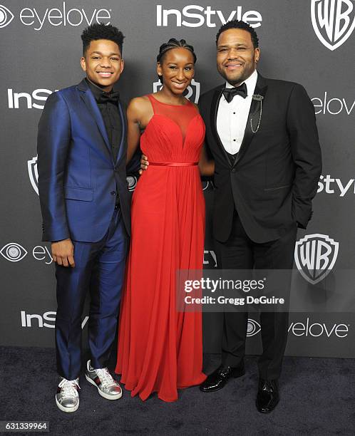 Actor Anthony Anderson , Kyra Anderson and Nathan Anderson arrive at the 18th Annual Post-Golden Globes Party hosted by Warner Bros. Pictures and...