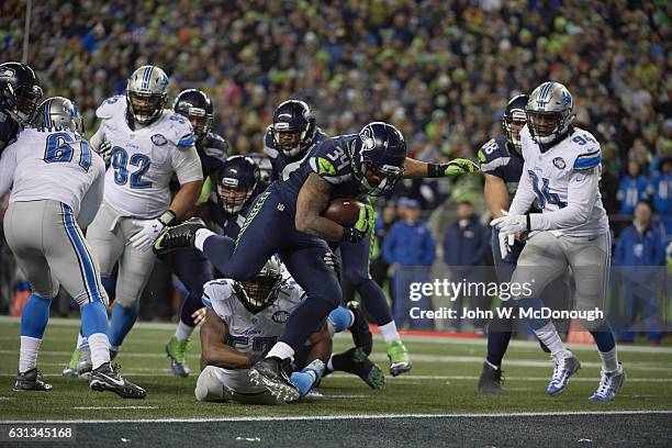 Playoffs: Seattle Seahawks Thomas Rawls in action, rushing vs Detroit Lions at CenturyLink Field. Seattle, WA 1/7/2017 CREDIT: John W. McDonough