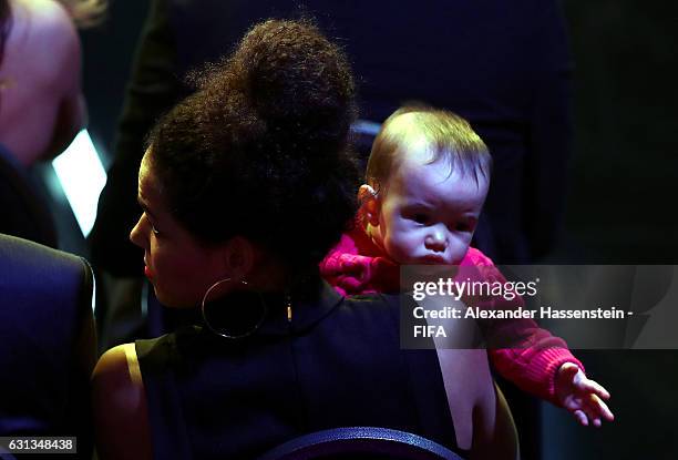 Celia Sasic and her new born daughter Mila Sasic attend The Best FIFA Football Awards at TPC Studio on January 9, 2017 in Zurich, Switzerland.