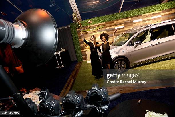 View of guests at the Chrysler 360 selfie station during the Universal, NBC, Focus Features, E! Entertainment Golden Globes after party sponsored by...