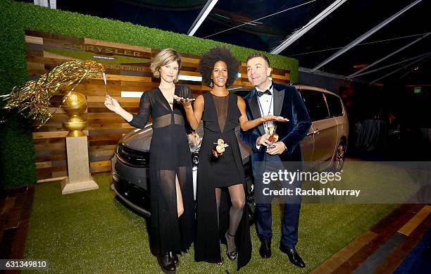 View of guests at the Chrysler 360 selfie station during the Universal, NBC, Focus Features, E! Entertainment Golden Globes after party sponsored by...