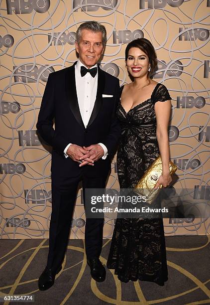 Ring announcer Michael Buffer and Christine Buffer arrive at HBO's Official Golden Globe Awards After Party at Circa 55 Restaurant on January 8, 2017...