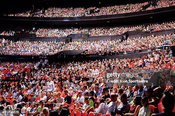 General view of the sold out house awaiting the FAST4 Showdown AUS v WORLD played at the International Convention Center in Sydney. Nick Kyrgios...