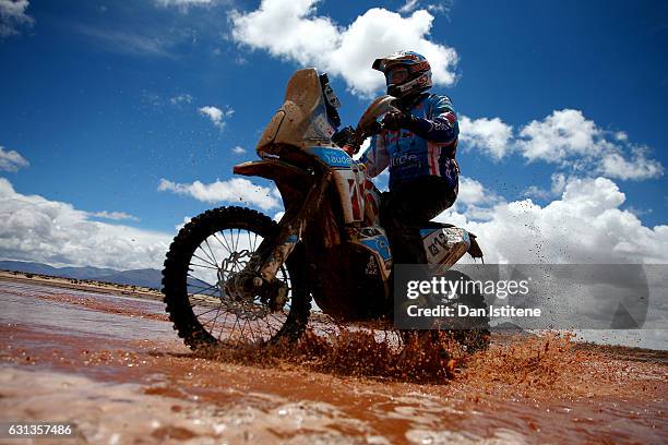 Fernando Sousa Jr. Of Portugal and KTM IS3 Racinng rides a 450 Rally Replica KTM bike during stage seven of the 2017 Dakar Rally between La Paz and...