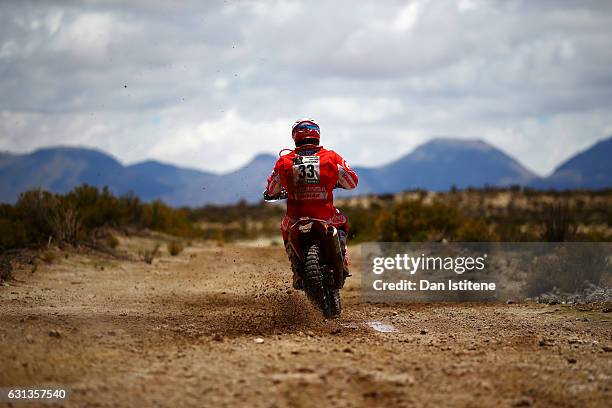 Antonio Gimeno Garcia of Spain and KTM Himoinsa rides a 450 Rally KTM bike in the Classe 2.1 : Super Production during stage seven of the 2017 Dakar...