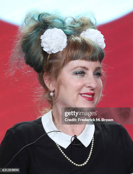 Actress Kimmy Robertson of the television show 'Twin Peaks' speaks onstage during the Showtime portion of the 2017 Winter Television Critics...