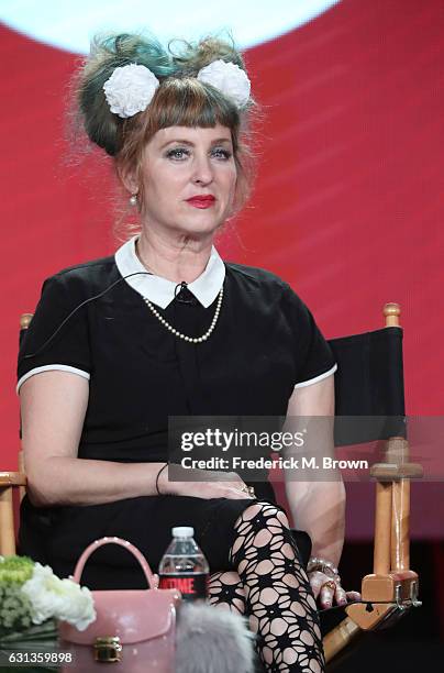 Actress Kimmy Robertson of the television show 'Twin Peaks' speaks onstage during the Showtime portion of the 2017 Winter Television Critics...