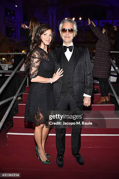 Veronica Berti and Andrea Bocelli attend Firenze4ever 14th Edition Party hosted by LuisaViaRoma on January 9, 2017 in Florence, Italy.