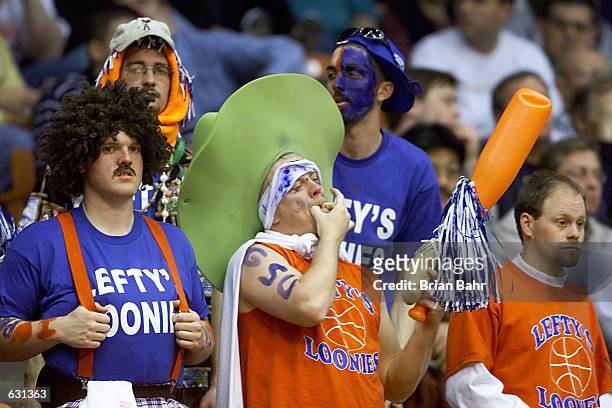 Group of students cheer on the Georgia State Panthers during their game against the Wisconsin Badgers during the West region first round of the NCAA...