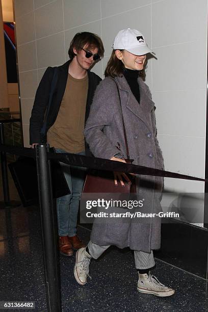 Natalia Dyer and Charlie Heaton are seen at LAX on January 09, 2017 in Los Angeles, California.