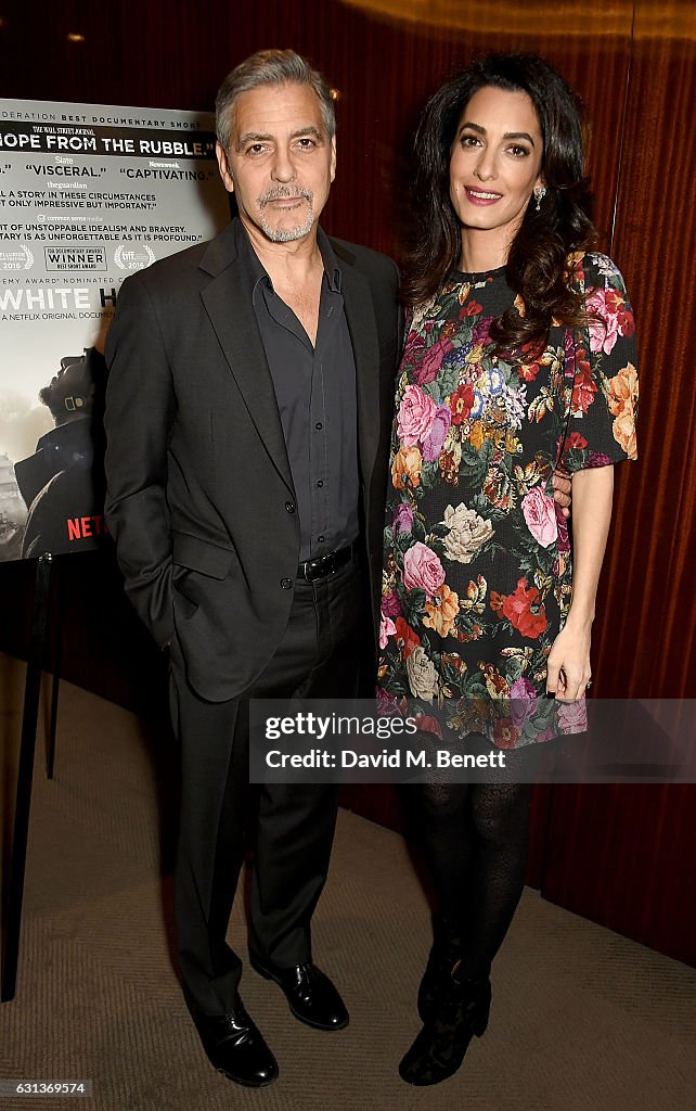 Special Screening Of Netflix's The White Helmets Hosted By The Clooney Foundation For Justice With George And Amal Clooney