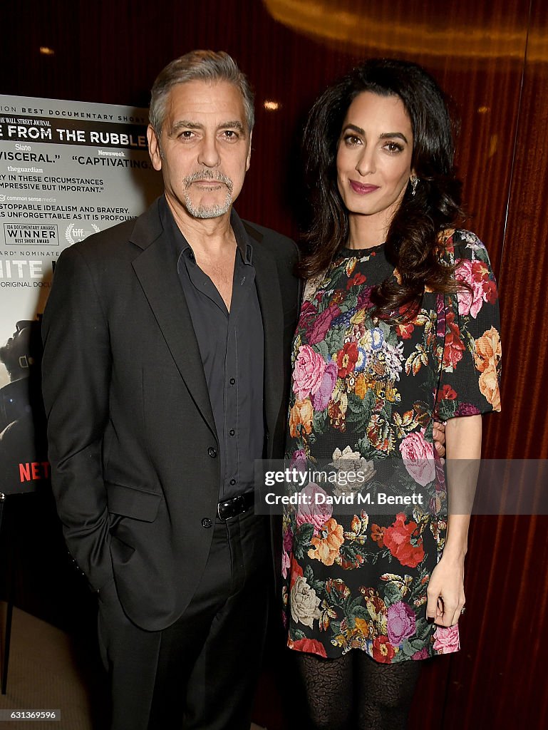 Special Screening Of Netflix's The White Helmets Hosted By The Clooney Foundation For Justice With George And Amal Clooney