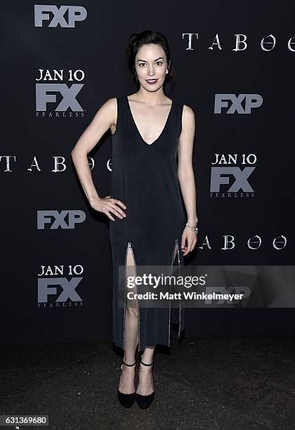 Actress Britt Lower attends the premiere of FX's "Taboo" at DGA Theater on January 9, 2017 in Los Angeles, California.