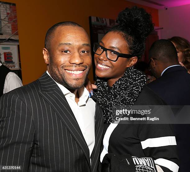 Marc Lamont HIll and Scottie Beam attend the Being Mary Jane premiere screening and party on January 9, 2017 in New York City.