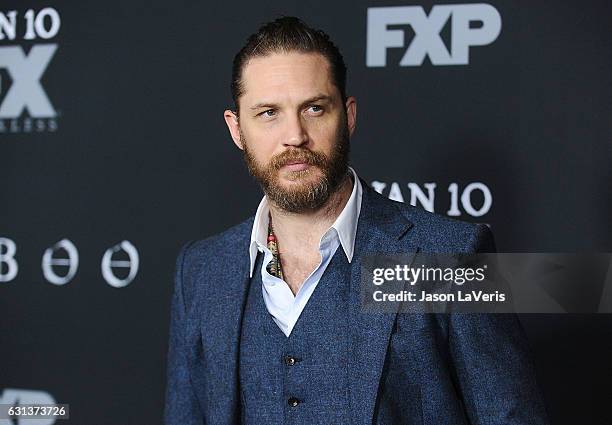 Actor Tom Hardy attends the premiere of "Taboo" at DGA Theater on January 9, 2017 in Los Angeles, California.