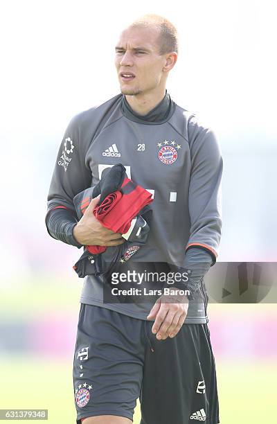 Holger Badstuber is seen after a training session at day 8 of the Bayern Muenchen training camp at Aspire Academy on January 10, 2017 in Doha, Qatar.