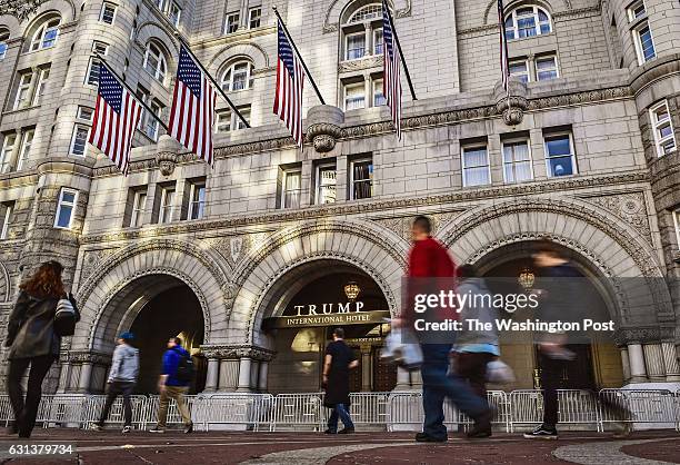 View of the Trump hotel for our story on conflict of interest in the new Trump administration,, on November 2016 in Washington, DC.