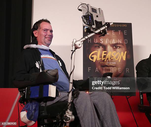 Steve Gleason attends a Cocktail Reception to Celebrate GLEASON on January 9, 2017 in Los Angeles, California.