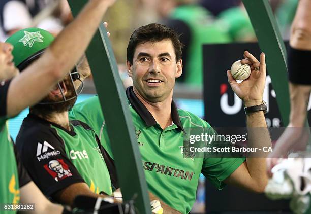 Stars Head Coach Stephen Fleming looks on during the Big Bash League match between the Melbourne Stars and the Adelaide Strikers at Melbourne Cricket...