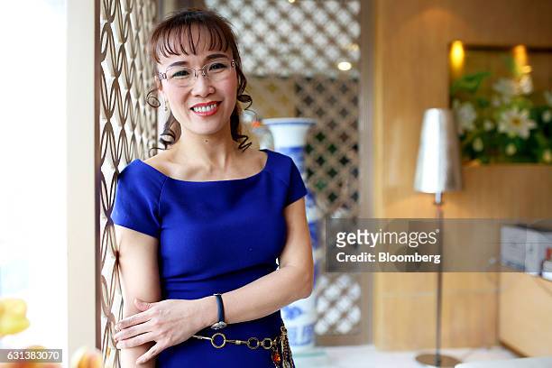 Billionaire Nguyen Thi Phuong Thao, founder and chief executive officer of VietJet Aviation Joint Stock Co., stands for a photograph following an...