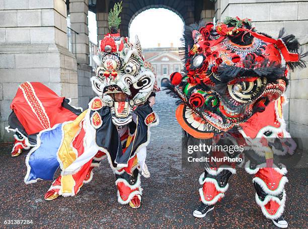 Chinese Lion and Unicorn, at the launch of Dublin's Chinese New Year celebration festival at Dublin Castle. On Monday, 9 January 2017, in Dublin,...