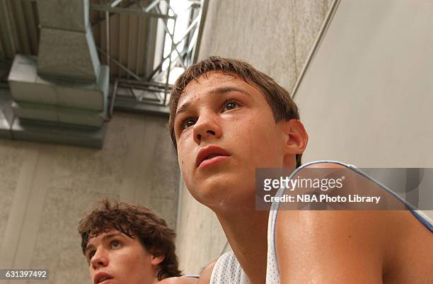 Danilo Gallinari listens during Basketball without Borders 2003 on June 30, 2003 at La Ghirada, in Treviso, Italy. NOTE TO USER: User expressly...