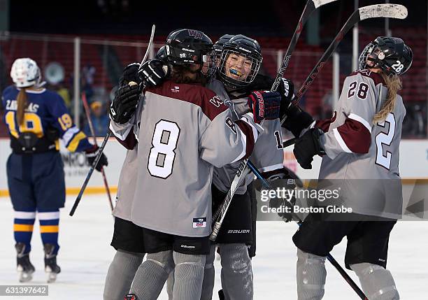 Westford Academy's Kerri Bolivar is all smiles after she scored with less than 30 seconds left in the game to give her team the victory. Acton...