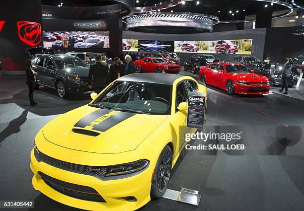 The 2017 Dodge Charger sedan is seen on display during the 2017 North American International Auto Show in Detroit, Michigan, January 10, 2017. / AFP...