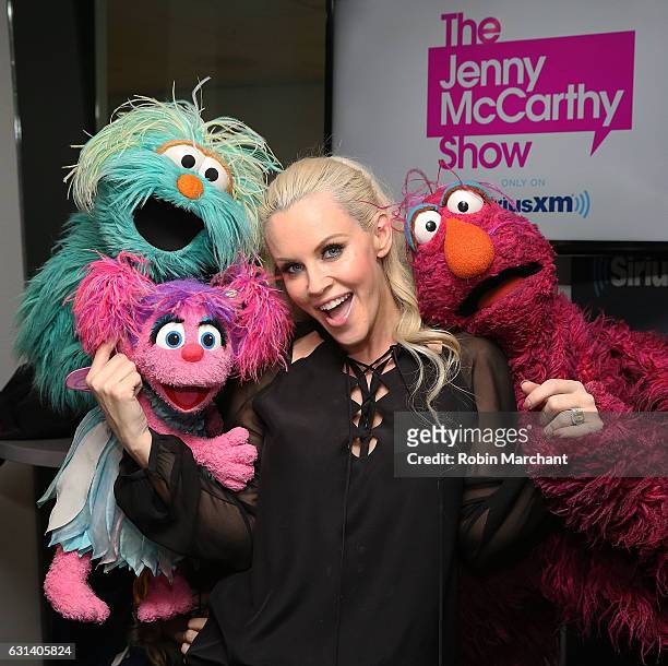 Sesame Street's Rosita, Abby Cadabby and Telly Monster visit 'The Jenny McCarthy Show' with host Jenny McCarthy at SiriusXM Studios on January 10,...