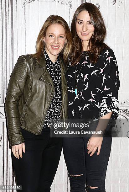 Jessie Mueller and Sara Bareilles attend Build Presents to discuss "Waitress" at AOL HQ on January 10, 2017 in New York City.