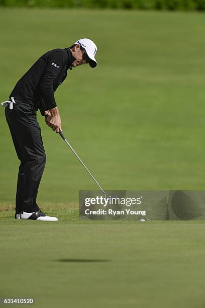 Scott Langley putts on the 15th hole during the continuation of the second round of The Bahamas Great Exuma Classic at Sandals - Emerald Bay Course...