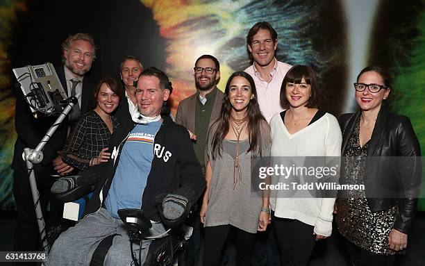 Eric Johnson, Kimi Culp, Mike McCready, Steve Gleason, Director Clay Tweel, Michel Varisco, Scott Fujita, Mary Rohlich and guest attend a Cocktail...