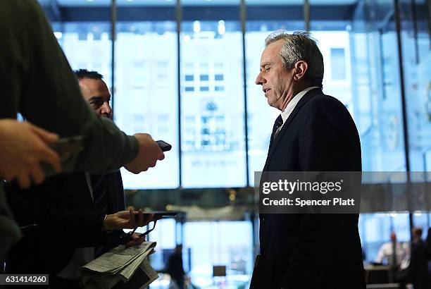 Robert Kennedy Jr., speaks to the media after a meeting at Trump Tower on January 10, 2017 in New York City. President-elect Donald Trump continues...