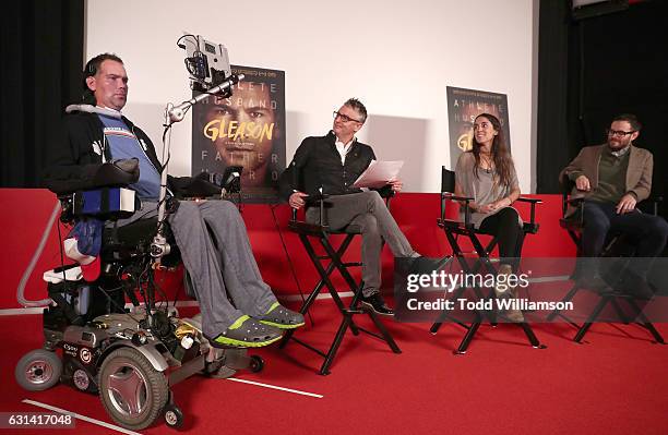 Steve Gleason, Mike McCready, Michel Varisco and Director Clay Tweel attend a Cocktail Reception to Celebrate GLEASON on January 9, 2017 in Los...