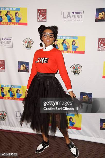 Singer/Actress Janelle Monáe attends the LA Promise Fund Screening Of "Hidden Figures" at USC Galen Center on January 10, 2017 in Los Angeles,...