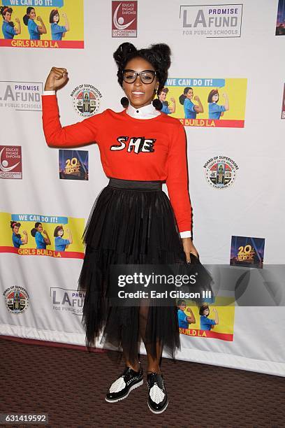 Singer/Actress Janelle Monáe attends the LA Promise Fund Screening Of "Hidden Figures" at USC Galen Center on January 10, 2017 in Los Angeles,...