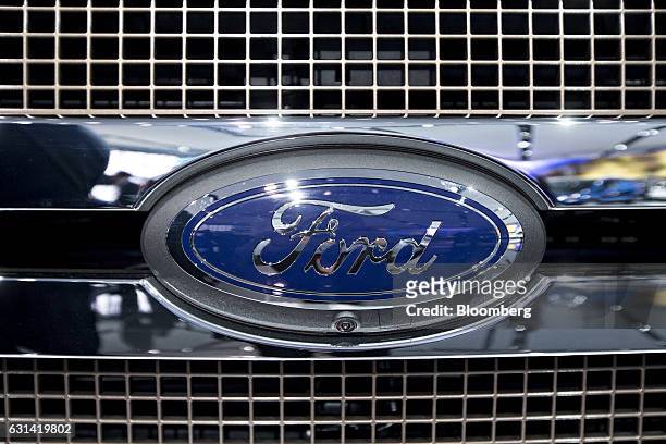Ford Motor Co. 2018 F-150 truck sits on display during the 2017 North American International Auto Show in Detroit, Michigan, U.S., on Tuesday, Jan....