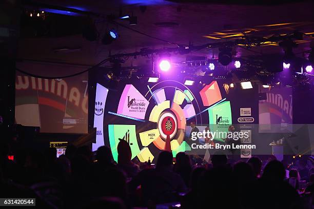 Rhian Griffiths of Great Britain throws during her first round match against on day four of the BDO Lakeside World Professional Darts Championships...