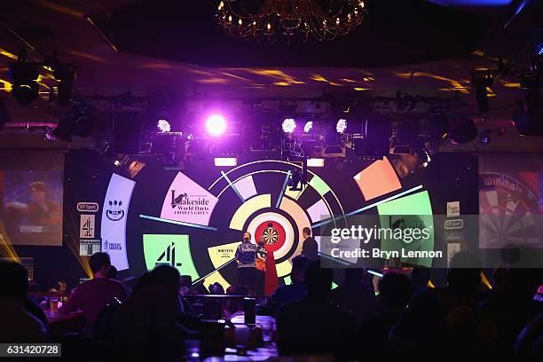 Rhian Griffiths of Great Britain throws during her first round match against on day four of the BDO Lakeside World Professional Darts Championships...