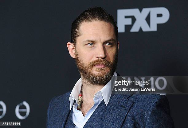 Actor Tom Hardy attends the premiere of "Taboo" at DGA Theater on January 9, 2017 in Los Angeles, California.