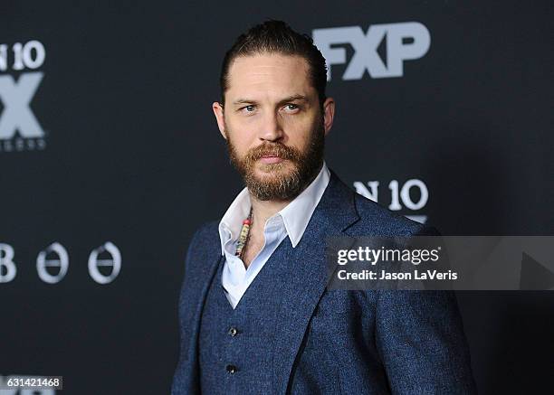 Actor Tom Hardy attends the premiere of "Taboo" at DGA Theater on January 9, 2017 in Los Angeles, California.