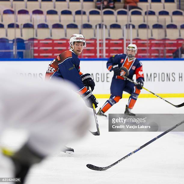 Robert Rosan of Vaxjo Lakers during the Champions Hockey League Semi Final match between Vaxjo Lakers and Sparta Prague at Vida Arena on January 10,...