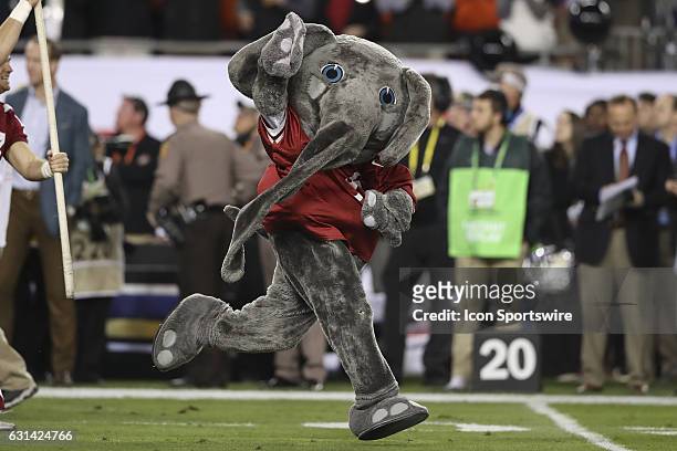 Big Al the Alabama Crimson Tide mascot leads the team onto the field before the 2017 College Football National Championship Game between the Clemson...