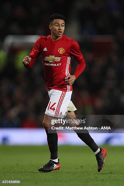 Jesse Lingard of Manchester United in action during the EFL Cup Semi-Final first leg match between Manchester United and Hull City at Old Trafford on...