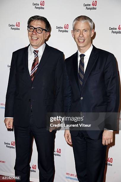 Serge Lasvignes and Franck Riester attends Centre Georges Pompidou 40th Anniversary at Centre Pompidou on January 10, 2017 in Paris, France.