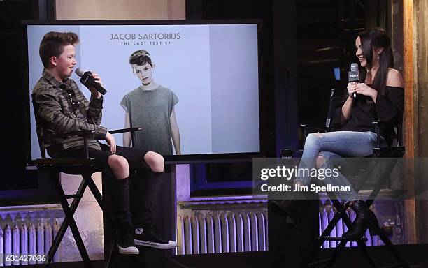 Singer Jacob Sartorius and Katie Van Buren attend the Build series to discuss "The Last Text World Tour" at AOL HQ on January 10, 2017 in New York...