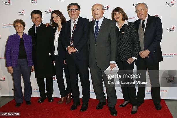 Catherine Tasca, Jack Lang, Aurelie Filippetti, Serge Lasvignes, Jacques Toubon, Christine Albanel and Frederic Mitterrand attend Centre Georges...