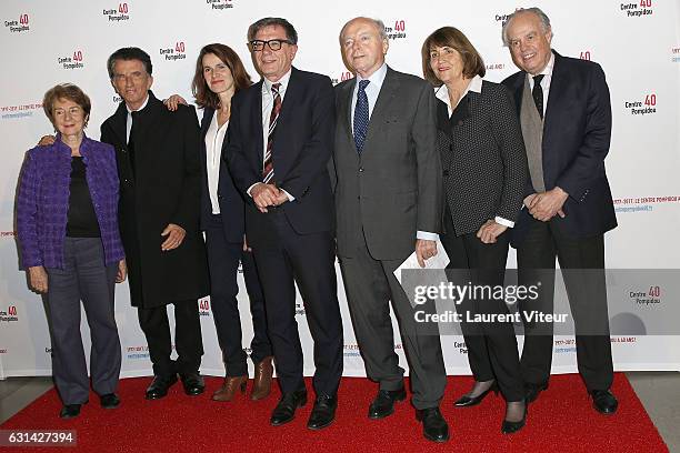 Catherine Tasca, Jack Lang, Aurelie Filippetti, Serge Lasvignes, Jacques Toubon, Christine Albanel and Frederic Mitterrand attend Centre Georges...