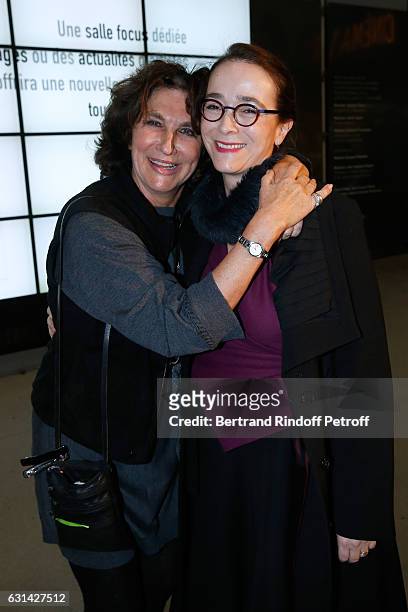 Producer Fabienne Servan-Schreiber and President of France Television, Delphine Ernotte attend the celebration of the 40th Anniversary of the Centre...