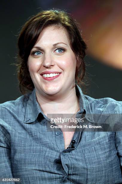 Actress Allison Tolman of the television show 'Downward Dog' speaks onstage during the Disney-ABC portion of the 2017 Winter Television Critics...